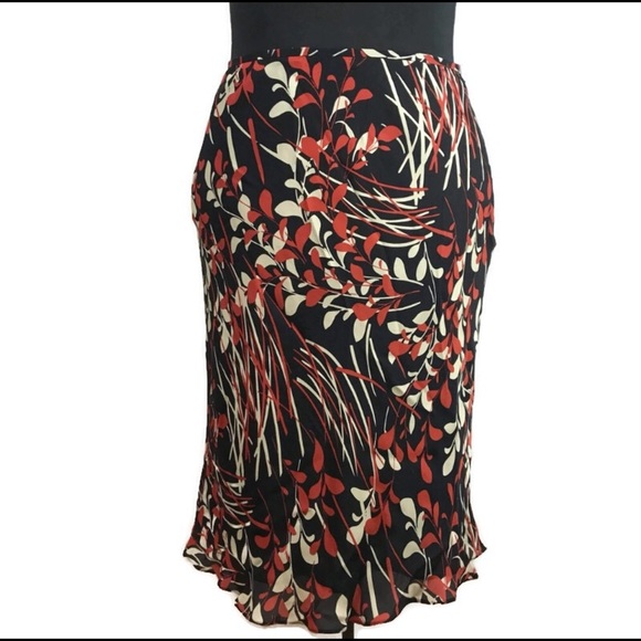 Ann Taylor Dresses & Skirts - Ann Taylor Black Fall Floral Silk Skirt